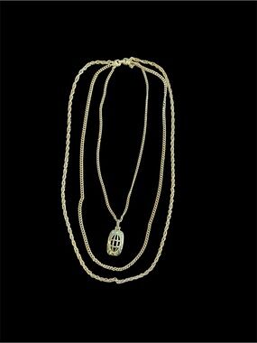 Vintage Gold Multi-Strand Pendant Necklace - Elegant Women's Jewelry